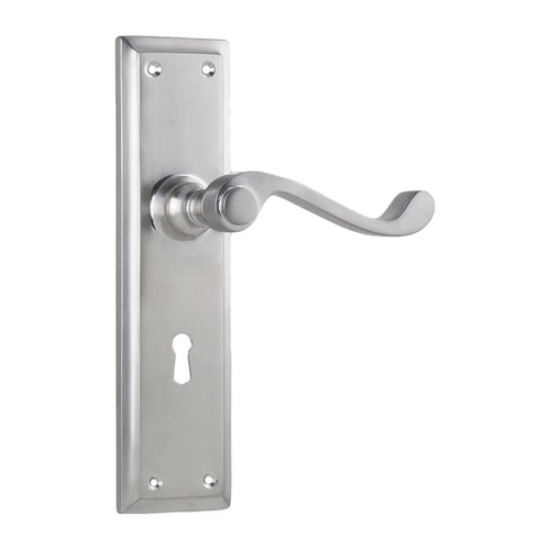 Tradco Milton Door Lever Handle on Long Backplate Lock Satin Chrome 0795