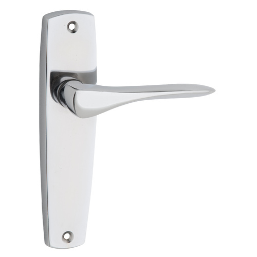 Tradco Mid-Century Lever on Rectangular Backplate Passage Chrome Plated 0822