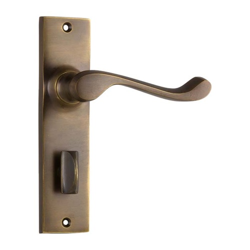 Out of Stock: ETA Mid June - Tradco Fremantle Lever on Rectangular Backplate Privacy Antique Brass 0845P