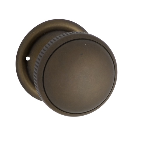 Tradco Small Milled Edged Mortice Door Knob 45mm Antique Brass 0851