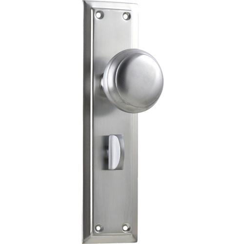 Tradco Richmond Door Knob on Long Backplate Privacy Satin Chrome 0884P