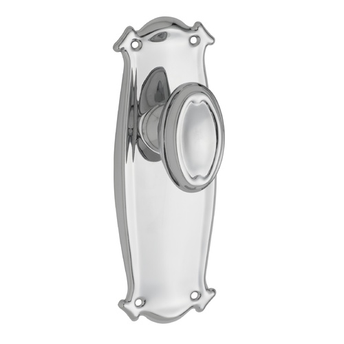 Tradco Bungalow Door Knob on Backplate Passage Chrome Plated 0886