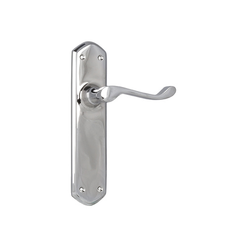 Tradco Windsor Lever Handle on Shouldered Backplate Passage Chrome Plated 0890