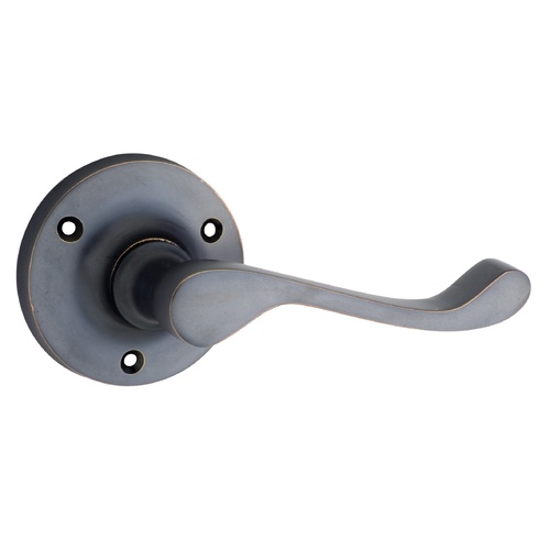 Tradco Victorian Door Lever Handle on Round Rose Antique Copper 0900