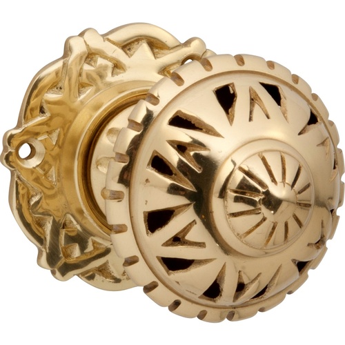 Out of Stock: ETA Mid June - Tradco Filigree Mortice Door Knob Polished Brass 0933