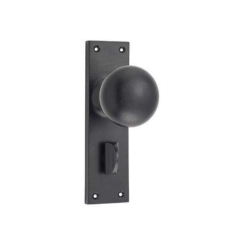 Tradco Victorian Knob on Long Backplate Privacy Matt Black 0959P