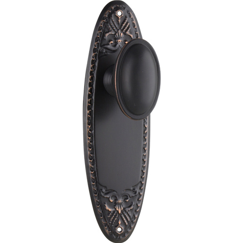 Tradco Fitzroy Door Knob on Backplate Passage Antique Copper 0996