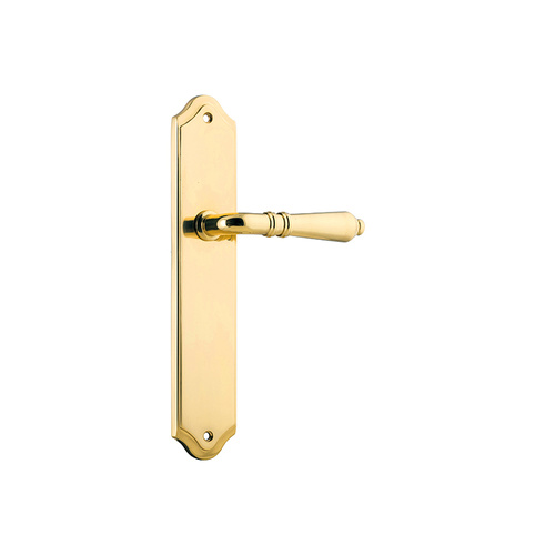Iver Sarlat Lever Handle on Shouldered Backplate Passage Polished Brass 10212