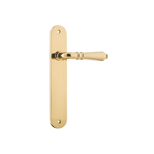 Iver Sarlat Door Lever Handle on Oval Backplate Passage Polished Brass 10224