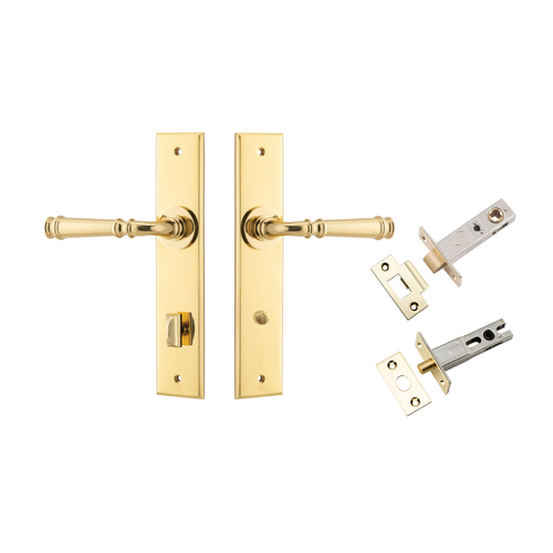 Iver Verona Door Lever Handle on Chamfered Backplate Privacy Kit Polished Brass 10286KPRIV60