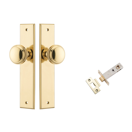 Iver Paddington Door Knob on Chamfered Backplate Passage Kit Polished Brass 10321KPASS60