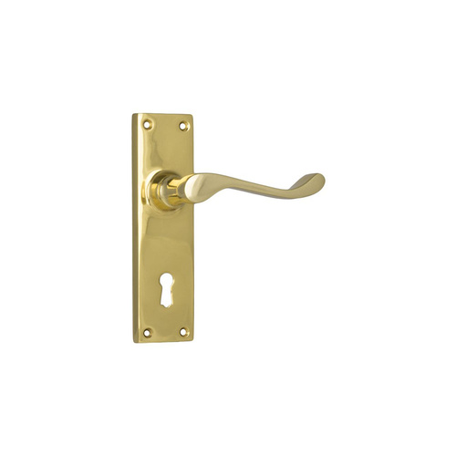 Out of Stock: ETA End May -Tradco Victorian Lever on Long Backplate Lock Polished Brass 1038