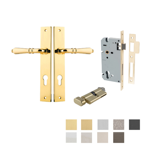 Iver Sarlat Door Lever Handle on Rectangular Backplate Entrance Kit Key/Thumb - Available in Various Finishes