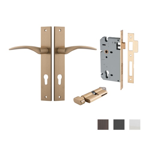 Iver Oxford Door Lever Handle on Rectangular Backplate Entrance Kit Key/Thumb