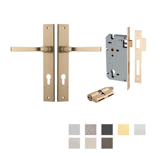 Iver Annecy Door Lever Handle on Rectangular Backplate Entrance Kit Key/Key - Available in Various Finishes