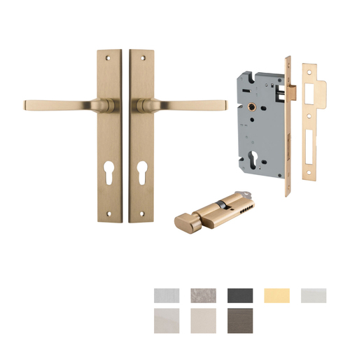 Iver Annecy Door Lever Handle on Rectangular Backplate Entrance Kit Key/Thumb