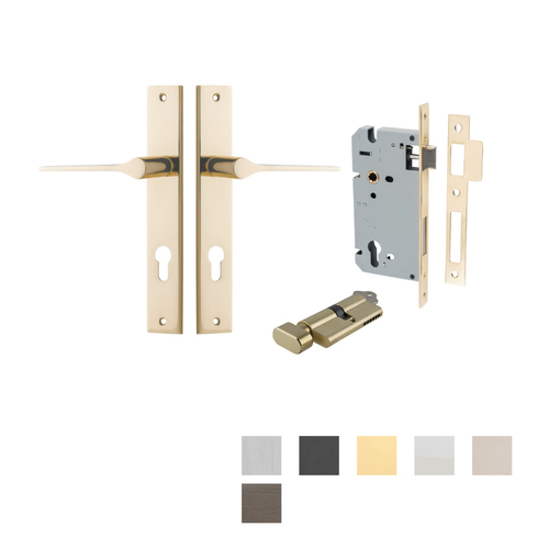 Iver Como Door Lever Handle on Rectangular Backplate Entrance Kit Key/Thumb
