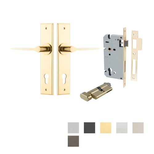 Iver Como Door Lever Handle on Chamfered Backplate Entrance Kit Key/Key - Available in Various Finishes