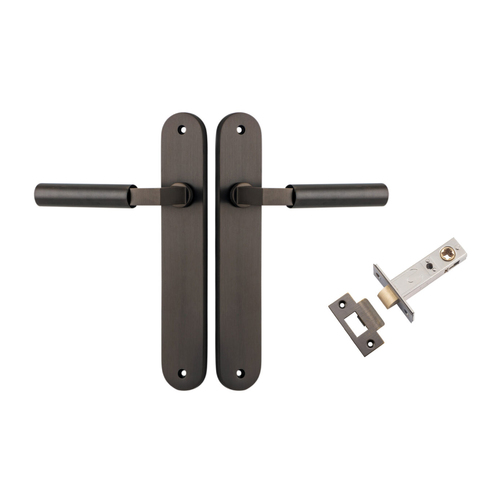 Iver Berlin Door Lever Handle on Oval Backplate Passage Kit Signature Brass 10766KPASS60