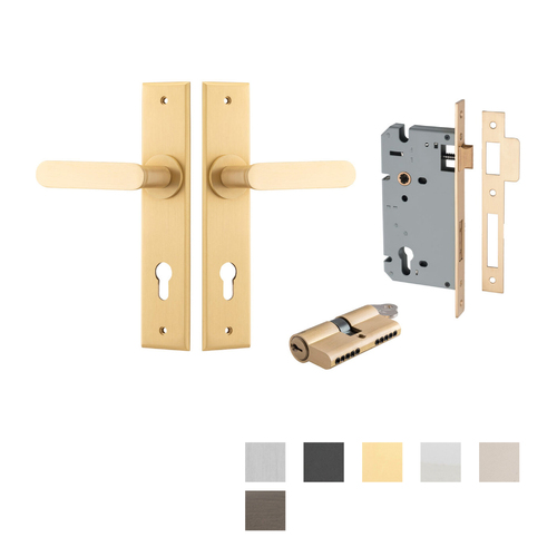 Iver Bronte Door Lever Handle on Chamfered Backplate Entrance Kit Key/Key