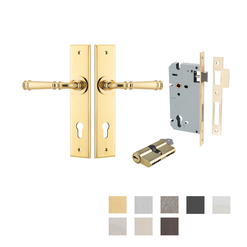 Iver Verona Door Lever Handle on Chamfered Backplate Entrance Kit Key/Key - Available in Various Finishes