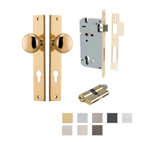 Iver Cambridge Door Knob on Rectangular Backplate Entrance Kit Key/Key