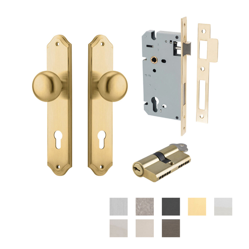 Iver Cambridge Door Knob on Shouldered Backplate Entrance Kit Key/Key - Available in Various Finishes