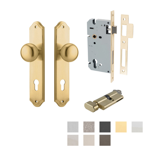 Iver Cambridge Door Knob on Shouldered Backplate Entrance Kit Key/Thumb