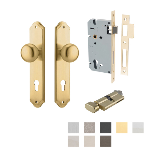 Iver Cambridge Door Knob on Shouldered Backplate Entrance Kit Key/Thumb - Available in Various Finishes