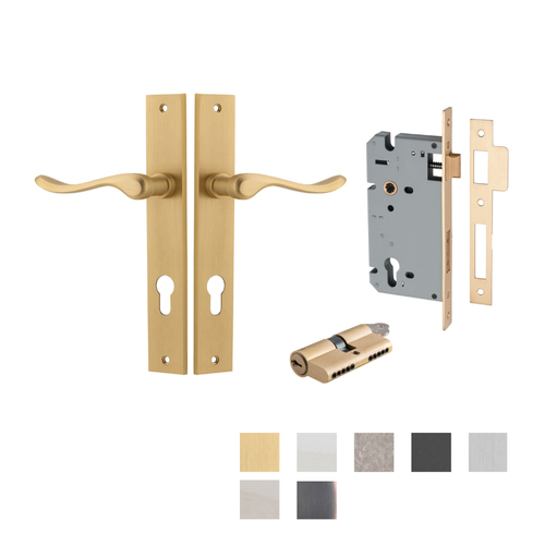 Iver Stirling Door Lever Handle on Rectangular Backplate Entrance Kit Key/Key