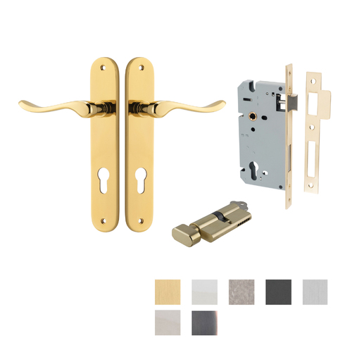 Iver Stirling Door Lever Handle on Oval Backplate Entrance Kit Key/Thumb