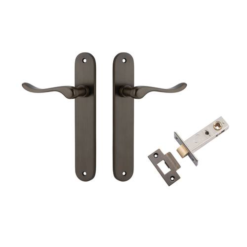 Iver Stirling Door Lever Handle on Oval Backplate Passage Kit Signature Brass 10924KPASS60