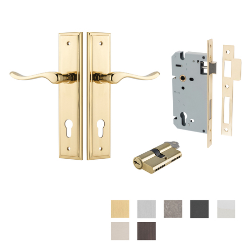 Iver Stirling Door Lever Handle on Stepped Backplate Entrance Kit Key/Key - Available in Various Finishes