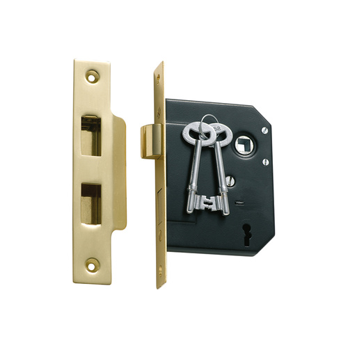 Tradco 1131PB 3 Lever Mortice Lock Polished Brass 57mm