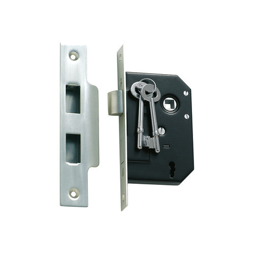 Tradco 1132SC 3 Lever Mortice Lock Satin Chrome 44mm