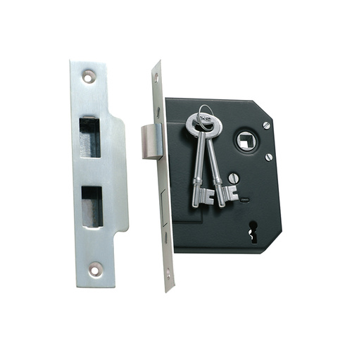 Tradco 1133SC 3 Lever Mortice Lock Satin Chrome 57mm
