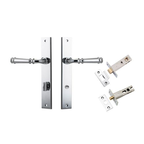 Iver Verona Door Lever on Rectangular Backplate Privacy Kit with Turn Polished Chrome 11706KPRIV60