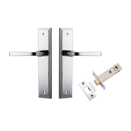 Iver Annecy Door Lever on Stepped Backplate Passage Kit Polished Chrome 11744KPASS60