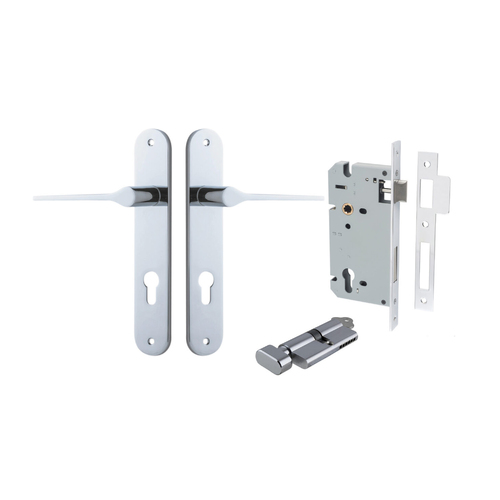 Iver Como Door Lever Handle on Oval Backplate Entrance Kit Key/Thumb Polished Chrome 11770KENTR60KT
