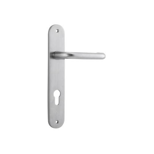 Out of Stock: ETA Early February - Iver Oslo Lever on Oval Backplate Euro 85mm Brushed Chrome 12346E85