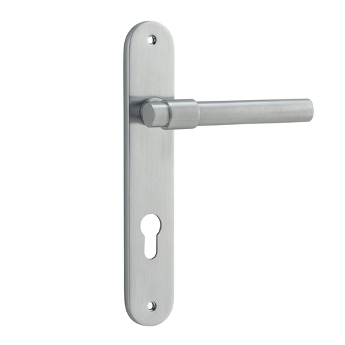Out of Stock: ETA Mid February - Iver Helsinki Door Lever on Oval Backplate Euro Brushed Chrome 12400E85