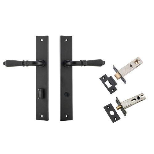 Iver Sarlat Door Lever on Rectangular Backplate Privacy Kit with Turn Matt Black 12700KPRIV60