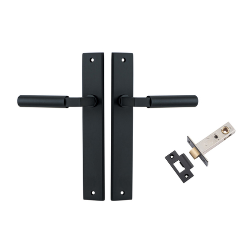 Iver Berlin Door Lever Handle on Rectangular Backplate Passage Kit Matt Black 12750KPASS60