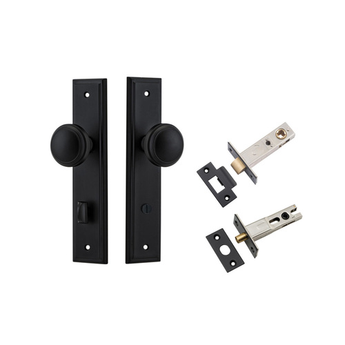 Iver Paddington Door Knob on Stepped Backplate Privacy Kit with Turn Matt Black 12838KPRIV60