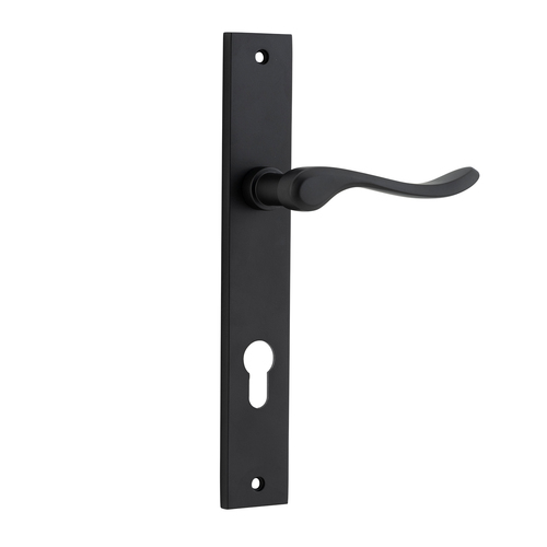 Iver Stirling Lever Handle on Rectangular Backplate Euro Matt Black 12920E85