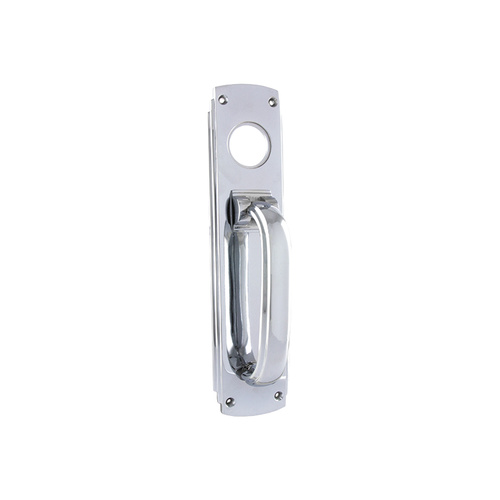 Tradco 1299CP Deco Pull Handle / Knocker Cylinder Hole Polished Chrome 240x60mm