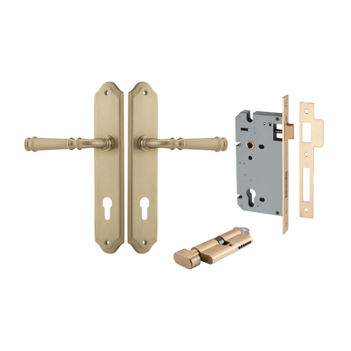 Iver Verona Door Lever on Shouldered Backplate Entrance Kit Key/Thumb Brushed Brass 13218KENTR60KT