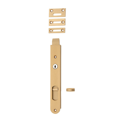 Out of Stock: ETA Mid July - Iver Locking Flush Bolt 200x28mm Brushed Brass 1329