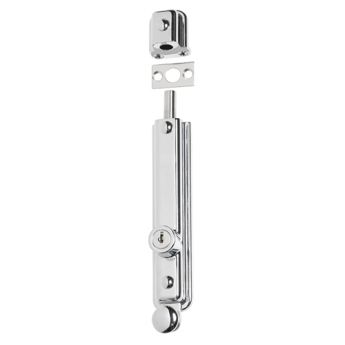 Tradco 1337CP Surface Mounted Bolt Key Operated Polished Chrome 150x32mm