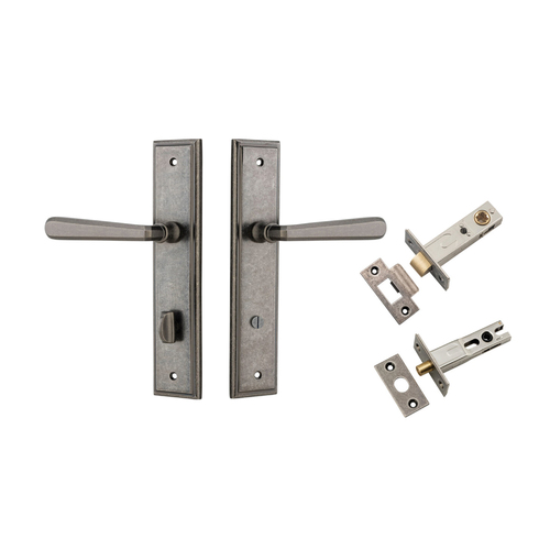 Iver Copenhagen Lever on Stepped Backplate Privacy Kit with Turn Distressed Nickel 13878KPRIV60